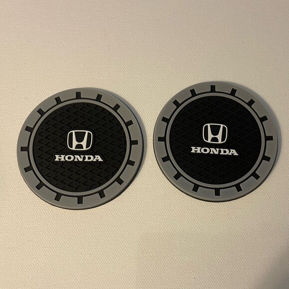 Honda Car Cup Coasters in Black with Logo Set of 2 NWT - Picture 1 of 6